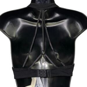 Forever 21 Black Strappy Back Halter Bralette XS Cage Back Festival Rave